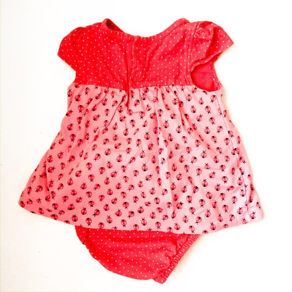 pink lady bug onesie w/skirt + built in bottoms - Picture 4 of 4